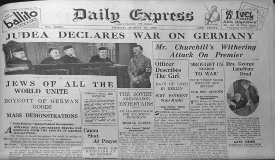 24 mars 1933 : la déclaration de guerre à l’Allemagne